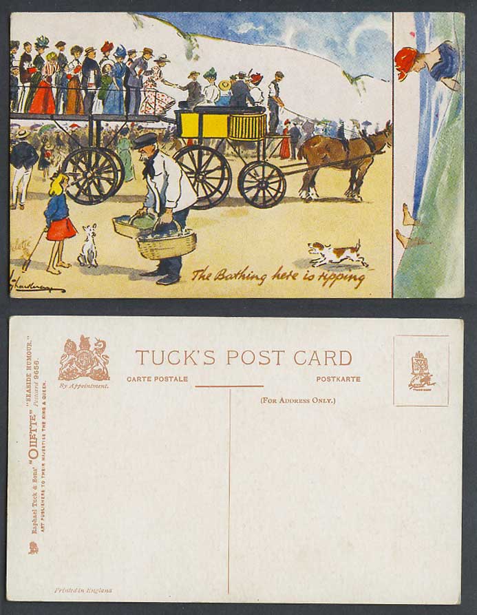 Lance L. Thackeray Old Tuck's Oilette Postcard The Bathing Here is Ripping, Dogs