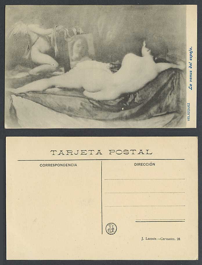 Velazquez, La venus del espejo Rokeby Venus, Woman Mirror Angel Old ART Postcard