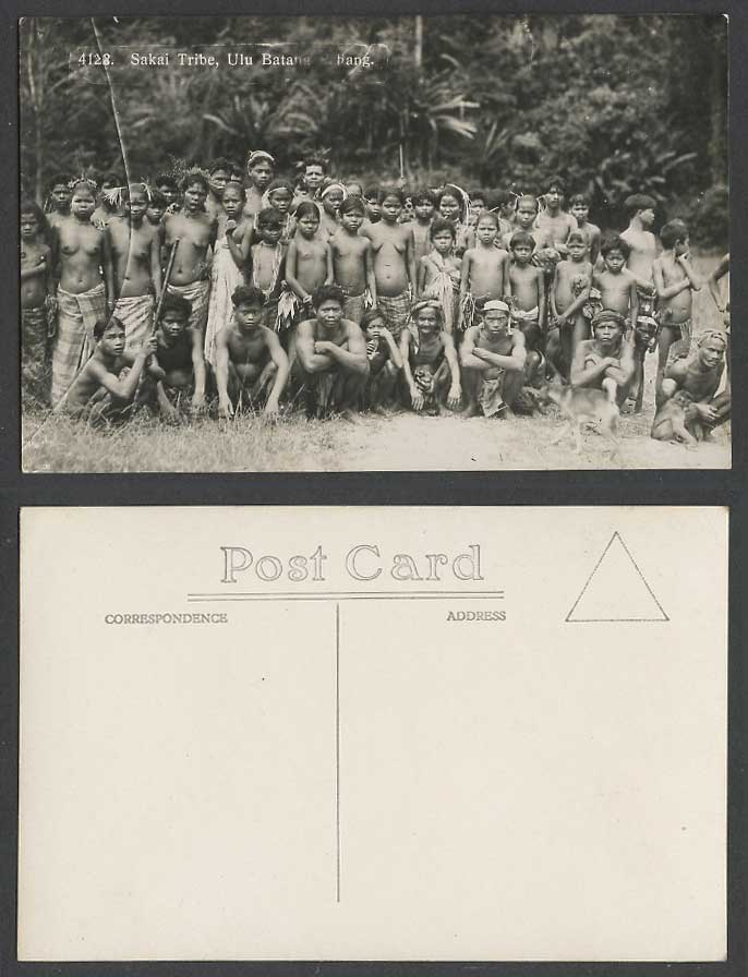 Perak Old Real Photo Postcard Sakei Sakai Tribe Ulu Batang Native Women Children