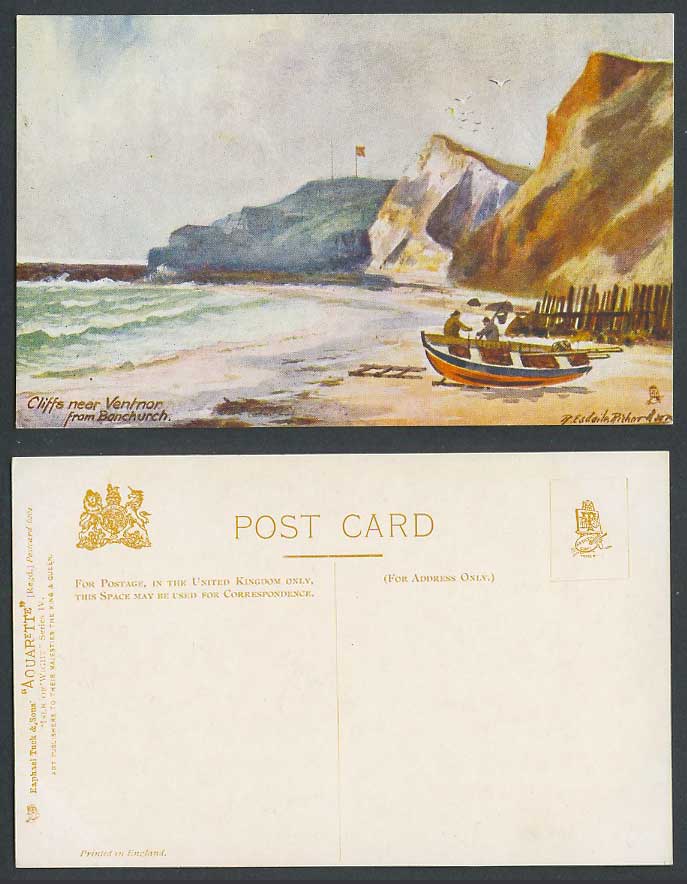 Isle of Wight Old Postcard Cliffs nr Ventnor from Bonchurch R Esdaile Richardson