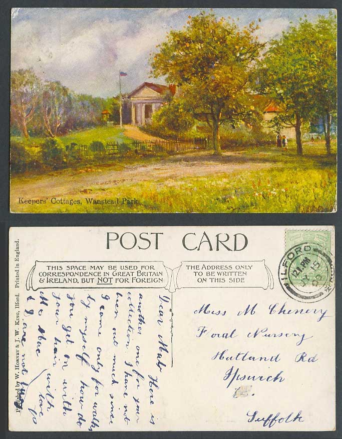 Wanstead Park, Keepers' Cottages, Redbridge, London, Essex 1905 Old ART Postcard