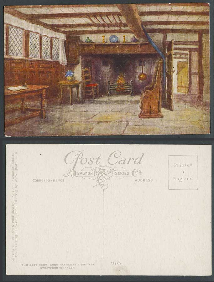 WW Quatremain Old Postcard Anne Hathaway's Cottage, Best Room, Stratford-on-Avon
