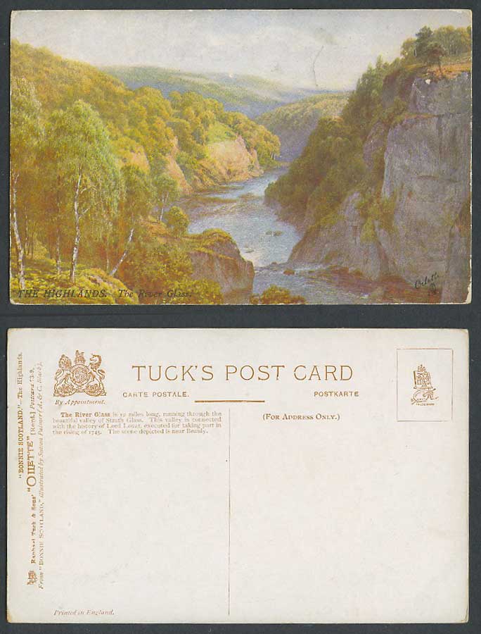 Highlands, River Glass Sutton Palmer Bonnie Scotland Old Tuck's Oilette Postcard