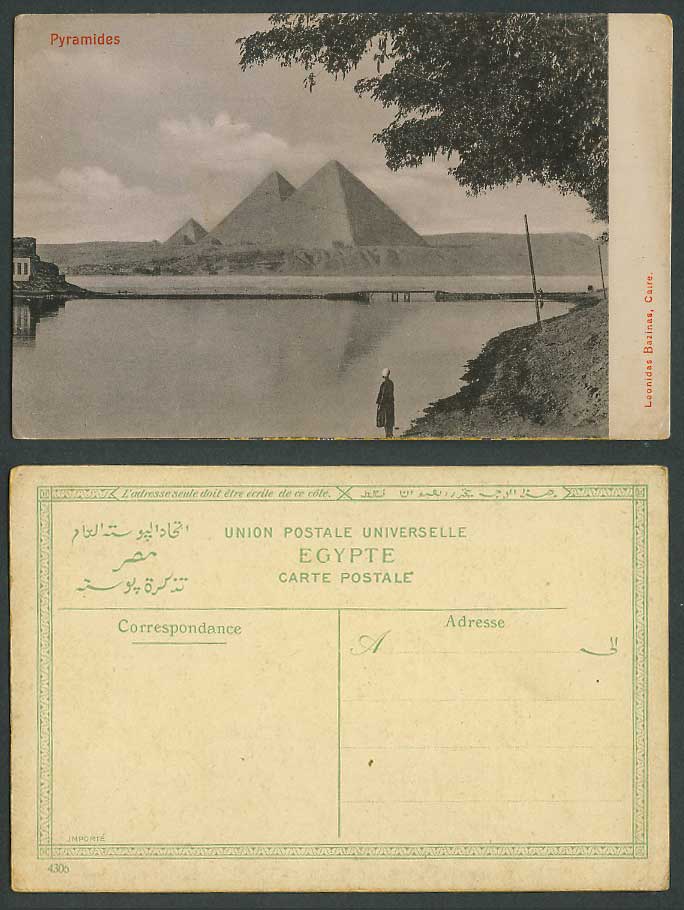 Egypt Old Postcard Cairo, Pyramides Pyramids, Bridge, Panorama, Leonidas Bazinas