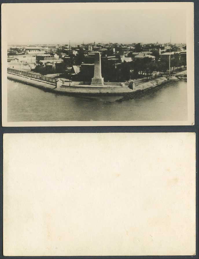 Africa Old Real Photo Postcard Unidentified Monument Memorial River Scene Bridge