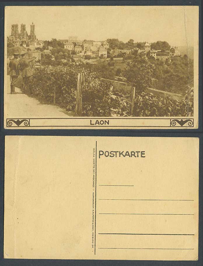 France French Old Postcard LAON, Soldiers Church Cathedral General View Panorama