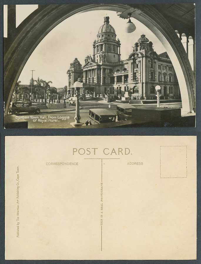 South Africa Old Real Photo Postcard Durban Town Hall from Loggia of Royal Hotel