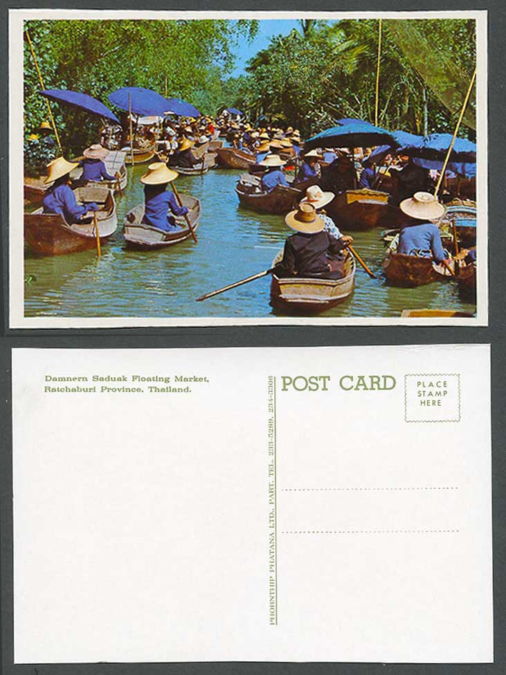 Siam Thai Postcard Damnern Saduak Floating Market Ratchaburi Province River Boat