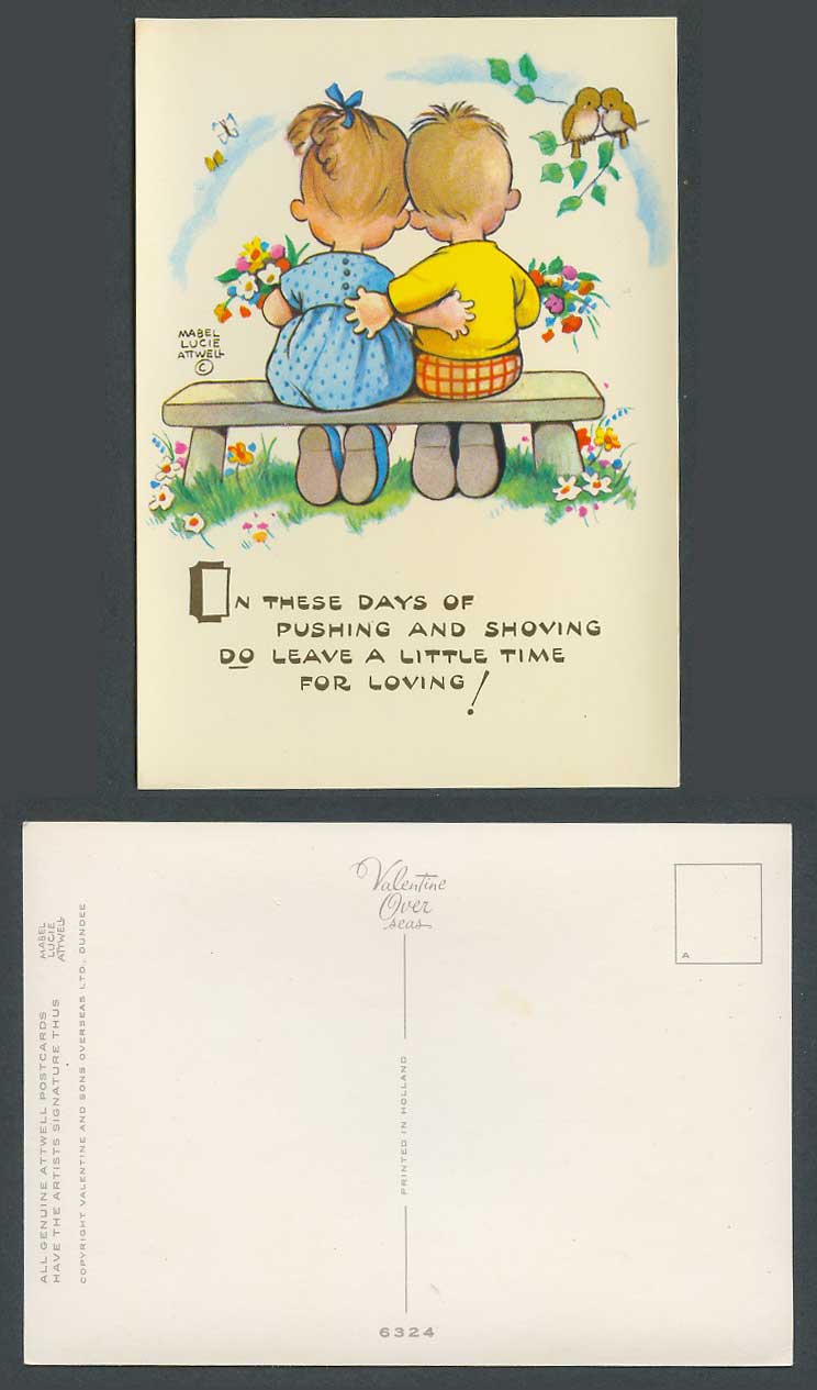 MABEL LUCIE ATTWELL 1968 Old Postcard Pushing Shoving Days Leave For Loving 6324