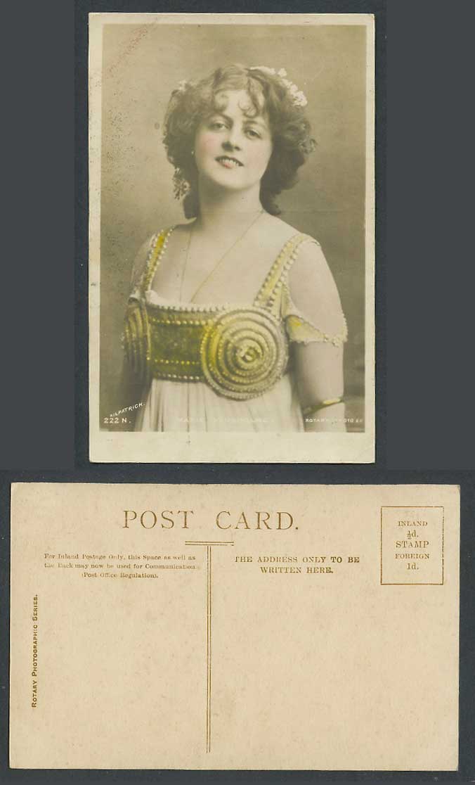 Edwardian Actress MARIE STUDHOLME Stage Costumes Old Real Photo Colour Postcard