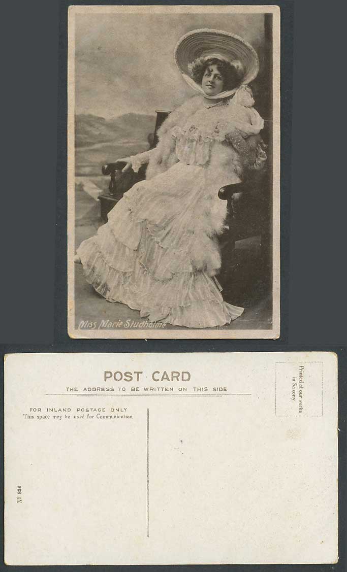 Actress Miss Marie Studholme, Hat Dress Costumes Glamour Lady Woman Old Postcard