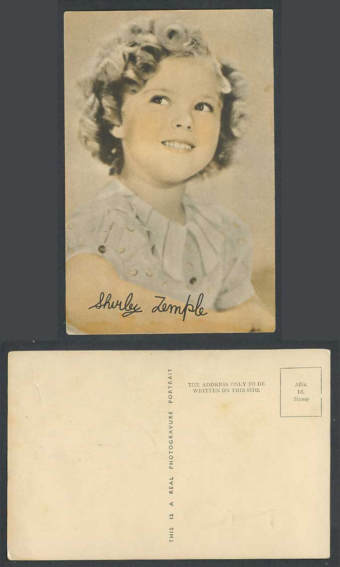 Actress Shirley Temple as a Little Girl Printed Signature Autograph Old Postcard