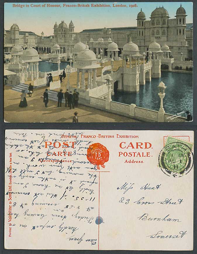 Franco British Exhibition Bridge in Court of Honour London 1908 Old Postcard 185