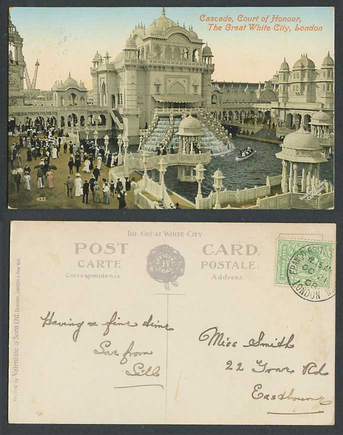 Franco British Exhibition 1908 Old Postcard Cascade, Court of Honour, White City