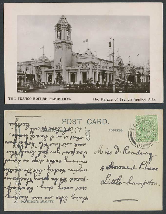 Franco-British Exhibition The Palace of French Applied Arts 1908 Old RP Postcard
