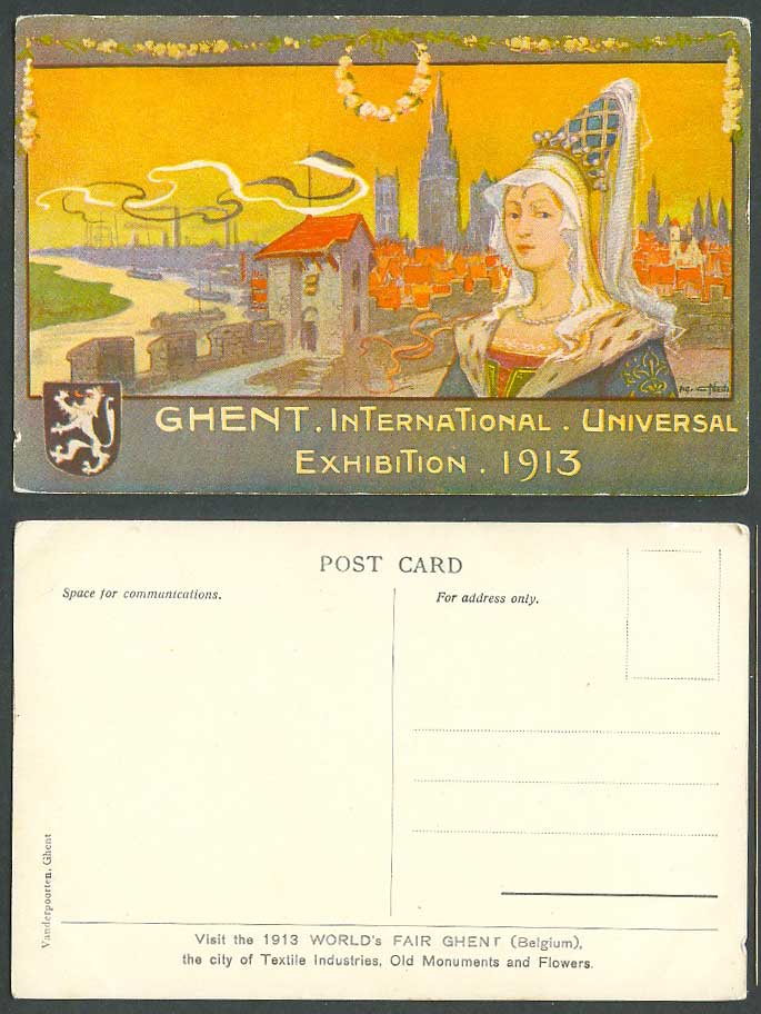Ghent International Universal Exhibition 1913 World's Fair Belgium Old Postcard