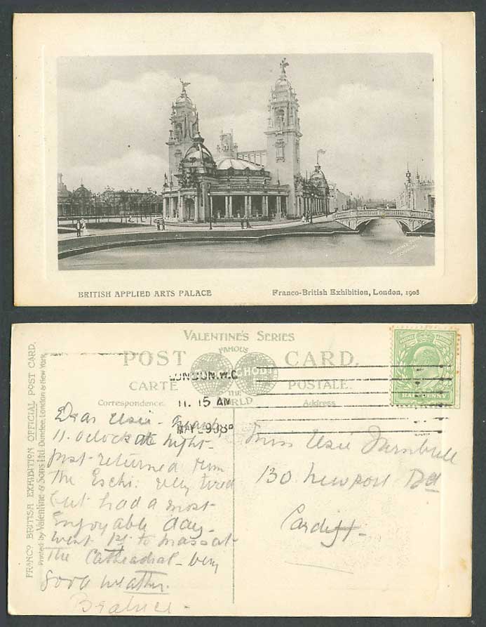 Franco-British Exhibition, British Applied Arts Palace, Bridge 1908 Old Postcard