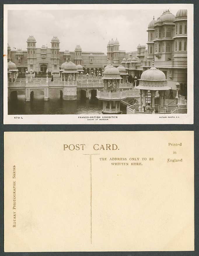 Franco-British Exhibition, Court of Honour, London 1908 Old Real Photo Postcard