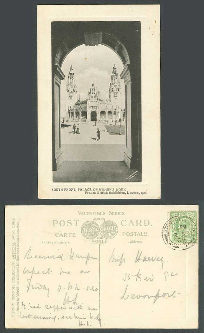 Franco-British Exhibition Women's Work Palace South Front Gate 1908 Old Postcard