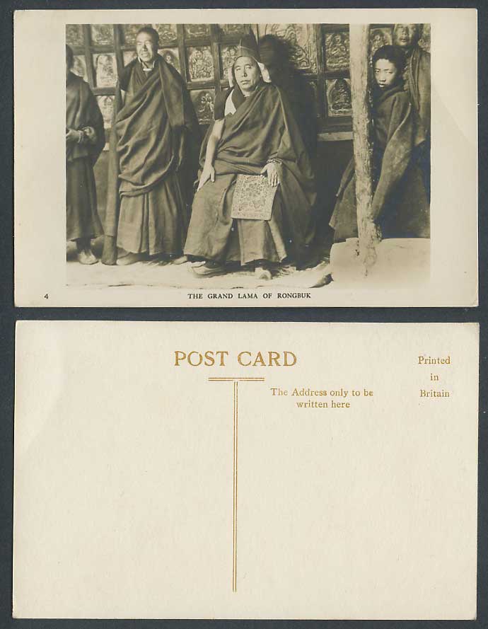 TIBET China c.1920 Old RP Postcard GRAND LAMA of RONGBUK, Tibetan Buddhist Monks
