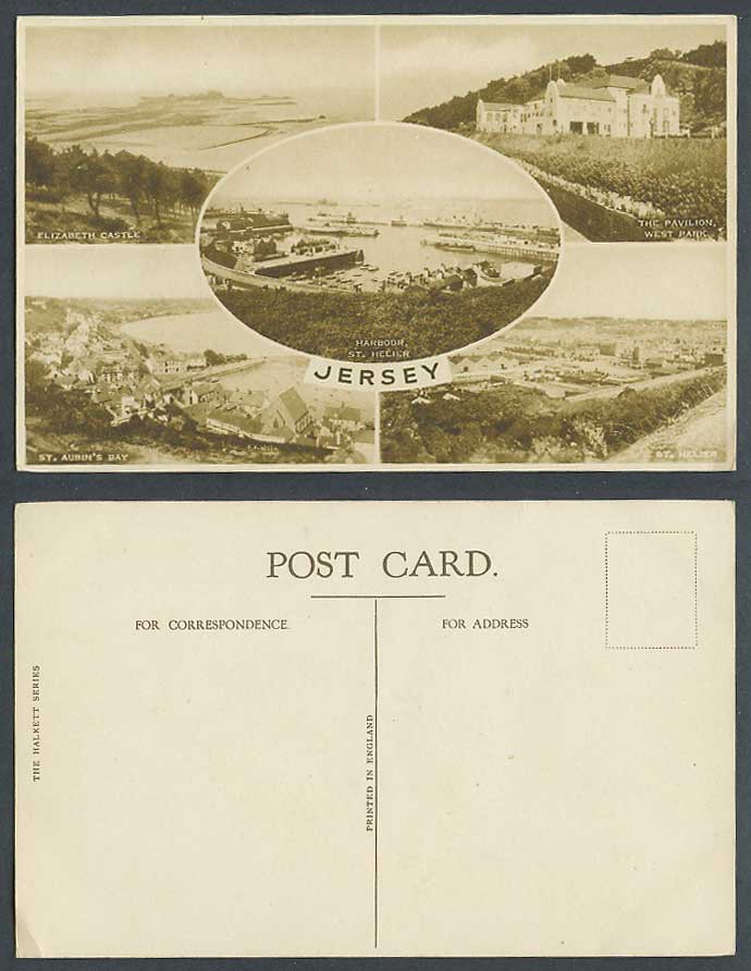 Jersey Old Postcard Elizabeth Castle Harbour St Helier Pavilion West Park Aubins