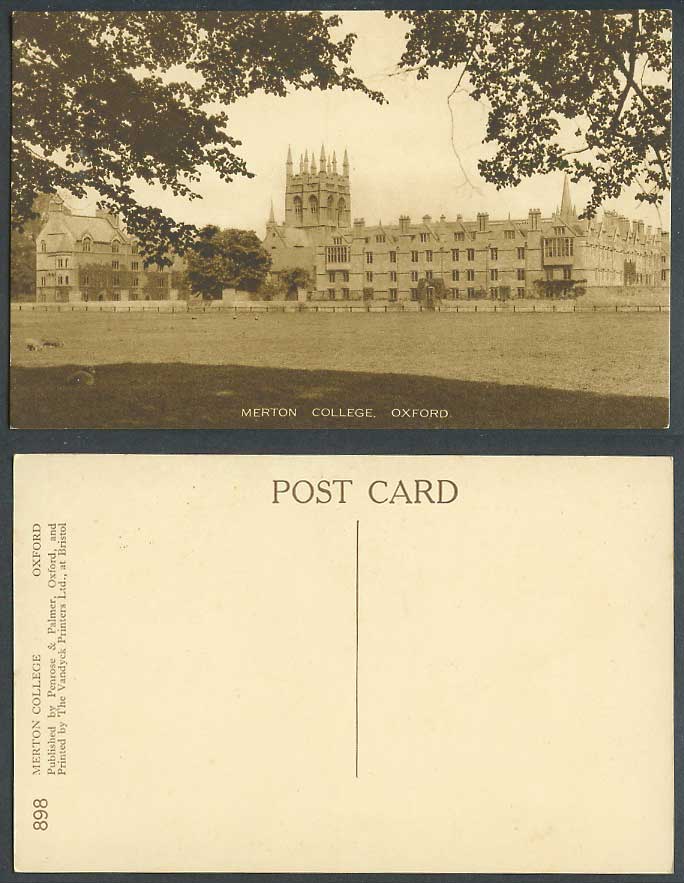 Oxford, Merton College School, Oxfordshire Old Postcard Penrose & Palmer Vandyck