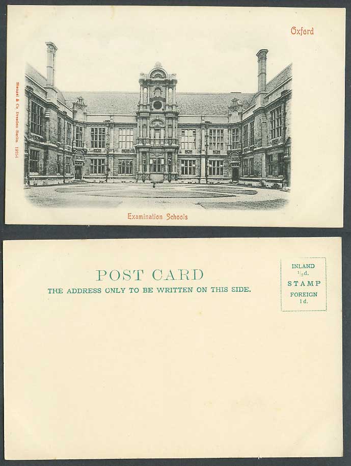 Oxford Examination Schools, Oxfordshire, School Old Postcard Stengel & Co. 19254