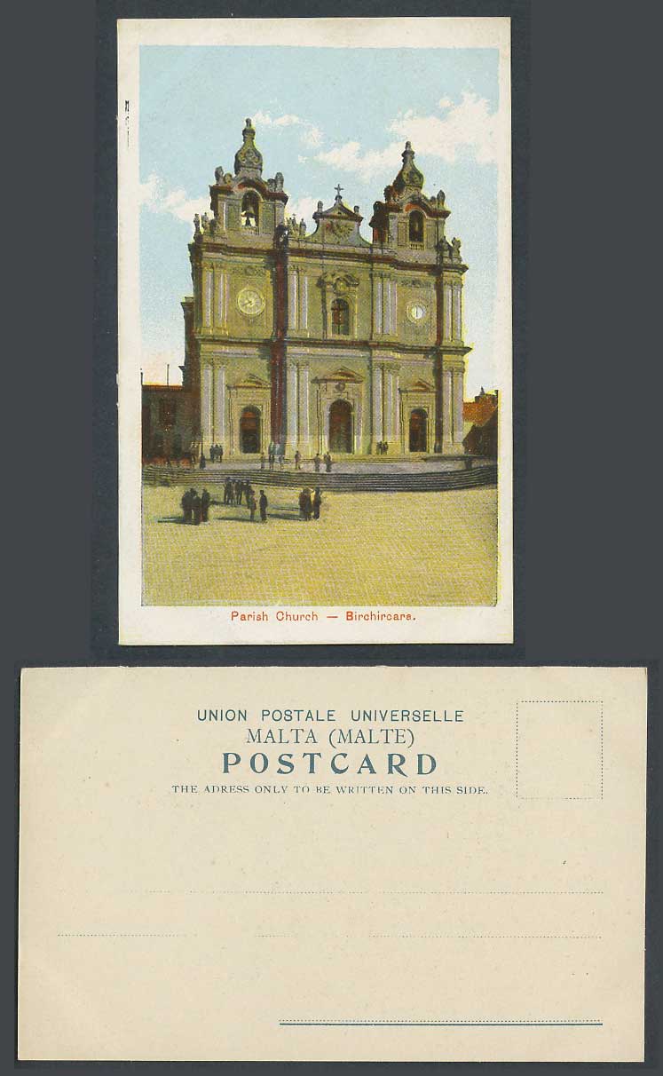 Malta Old UB Postcard Parish Church Birchircara Birkirkara, St. Helen's Basilica