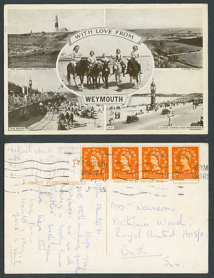 Weymouth 1955 Old Postcard Lighthouse Portland Bill, Donkeys Beach, Combe Valley
