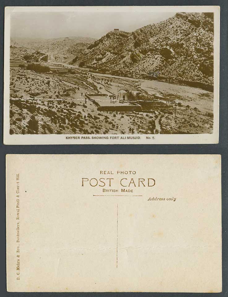 Pakistan Old Real Photo Postcard Khyber Pass Show Fort Ali Musjid Fortress India