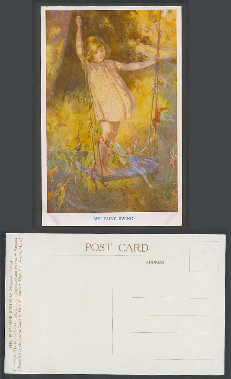 Margaret W. Tarrant Old Postcard My Fairy Swing The Playtime Little Girl Fairies
