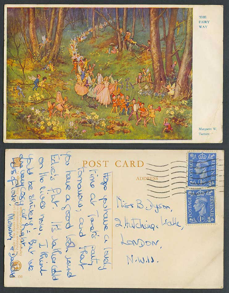 Margaret W. Tarrant Old Postcard The Fairy Way, Fairies Elf Elves, Forest, Woods
