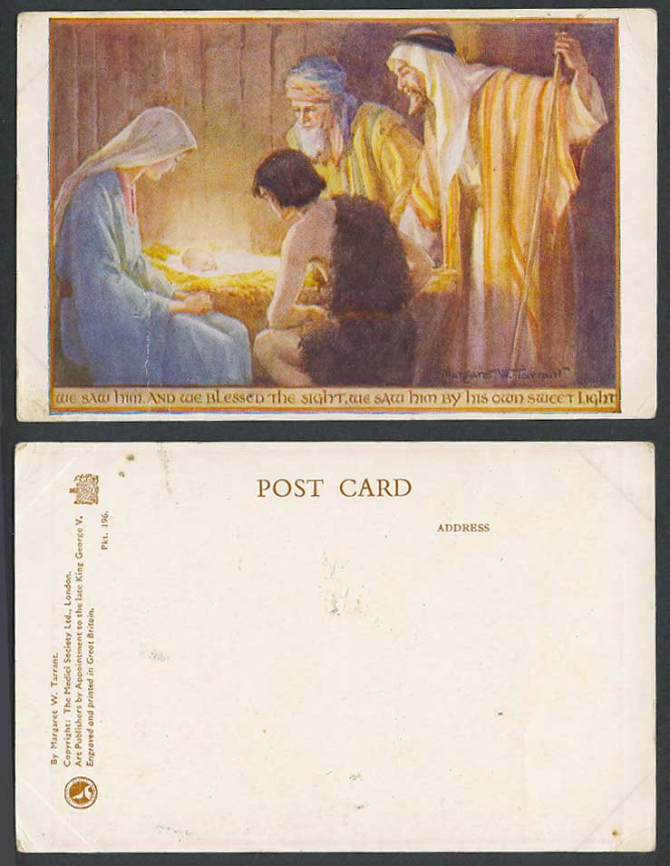 Margaret W Tarrant Old Postcard Jesus Shepherd We saw him by his own sweet light
