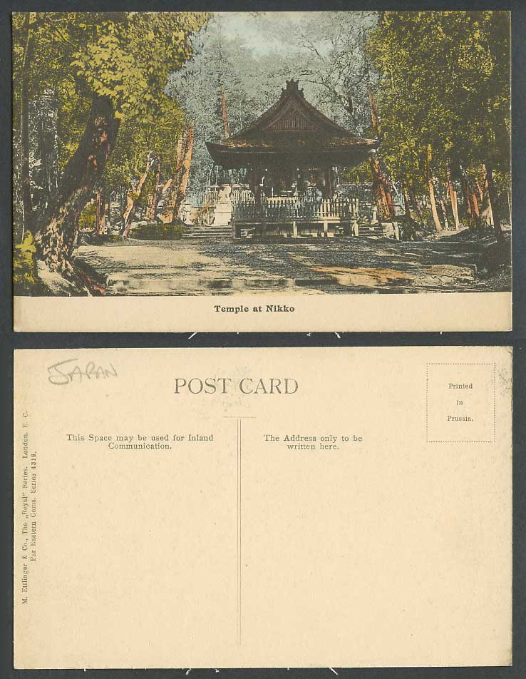 Japan Old Colour Postcard Temple Shrine at Nikko M. Ettlinger & Co. Royal Series