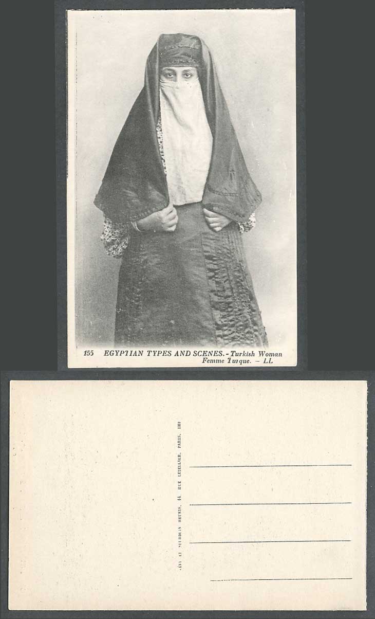 Egypt Old Postcard Turkish Woman Dame Turque Veiled Traditional Costumes L.L.155