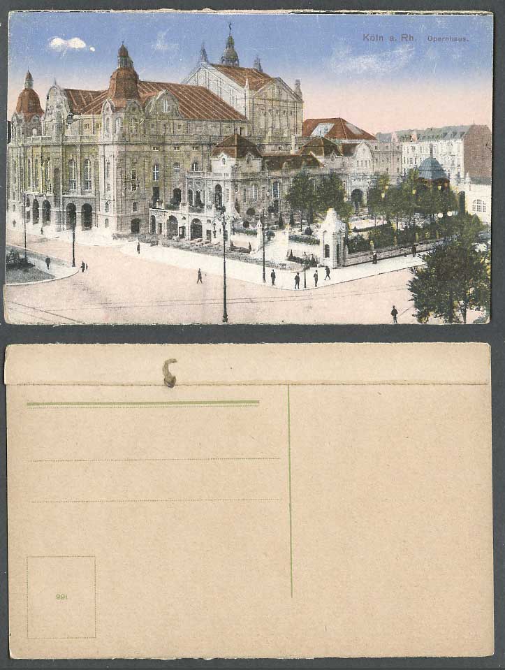 Germany Old Postcard Cologne Koeln a Rh. Opernhaus, Opera House and Street Scene