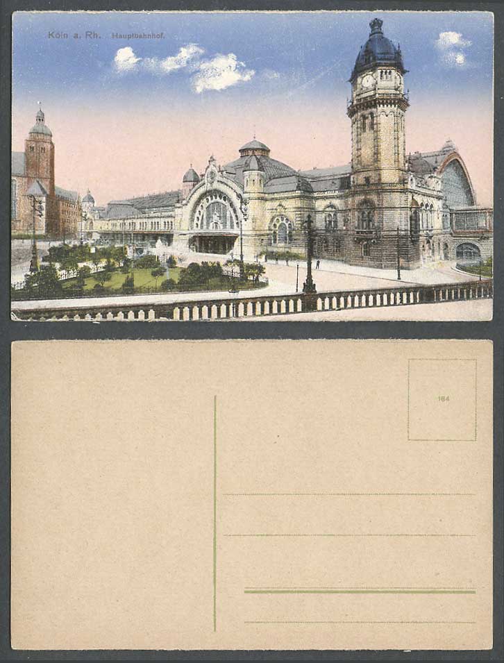Germany Old Postcard Cologne Hauptbahnhof Train Railway Station Street Scene Gdn