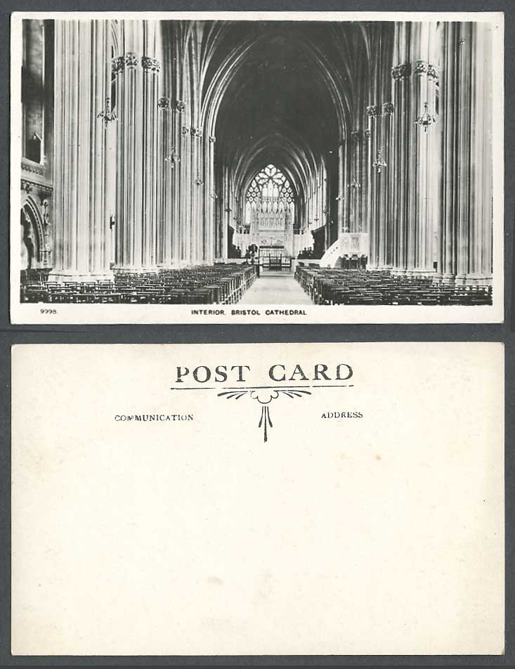 Bristol Cathedral Interior, Stained Glass Window Old Real Photo Postcard No.9998