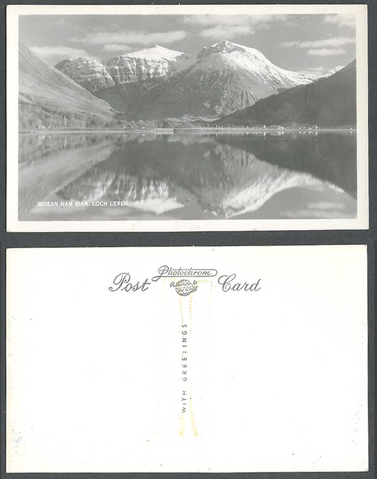 Bidean Nam Bian Loch Leven Lake Snowy Mountains Highland Old Real Photo Postcard