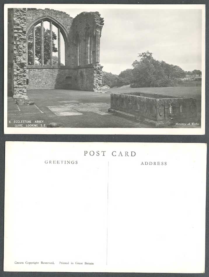 Egglestone Abbey Quire Looking SE South East Ruin Durham Old Real Photo Postcard