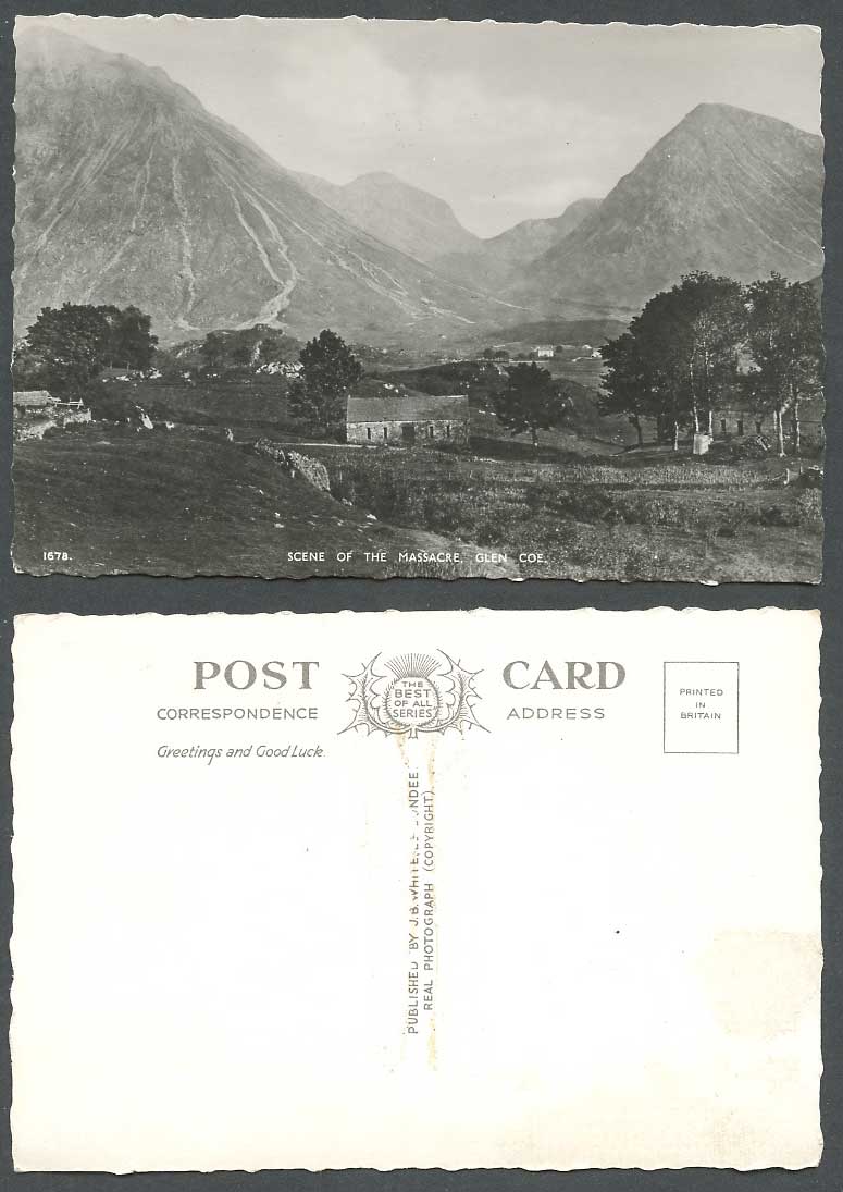 Glen Coe Glencoe Scene of The Massacre Mountains Old Larger Real Photo Postcard