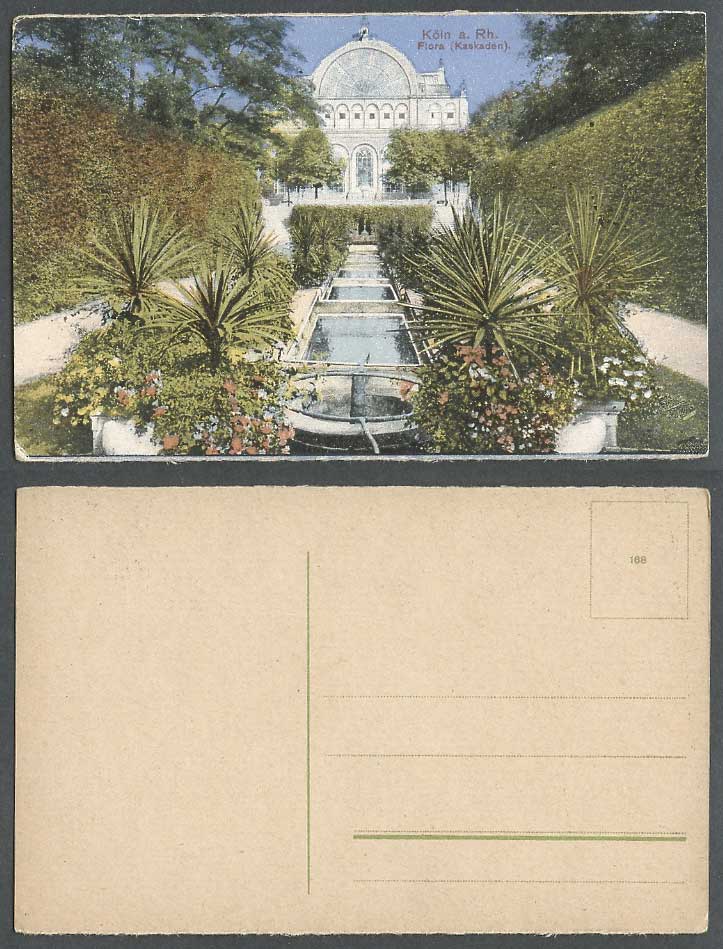 Germany Old Colour Postcard Cologne Koeln a. Rh. Flora Kaskaden, Garden Fountain