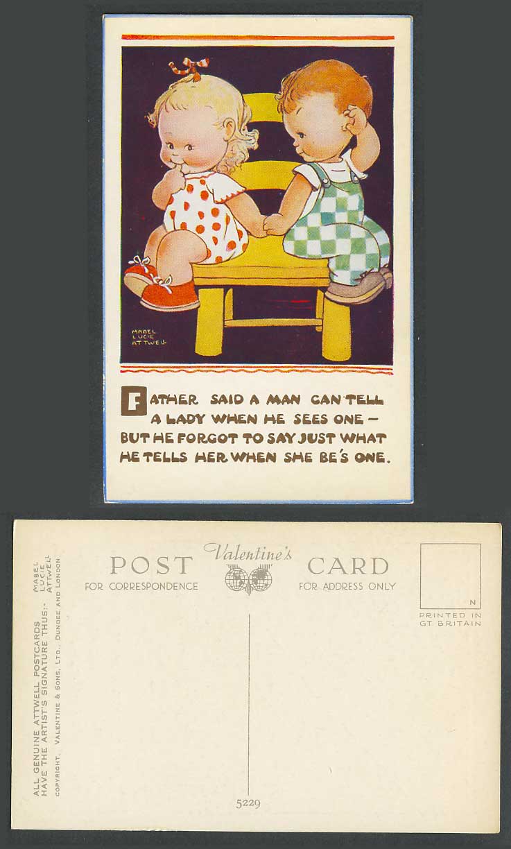 MABEL LUCIE ATTWELL Old Postcard A Man Can Tell a Lady When He Sees One No. 5229