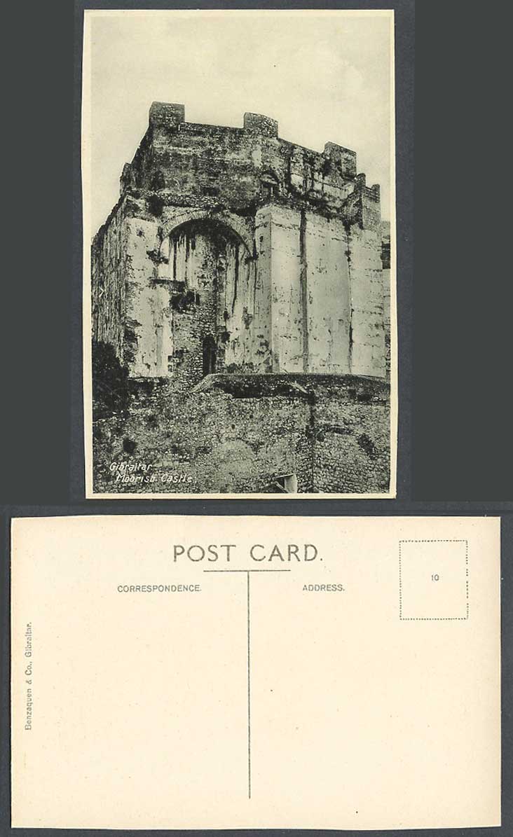 Gibraltar Old Postcard Moorish Castles Ruins Moors Ruin Benzaquen & Co. No. 10