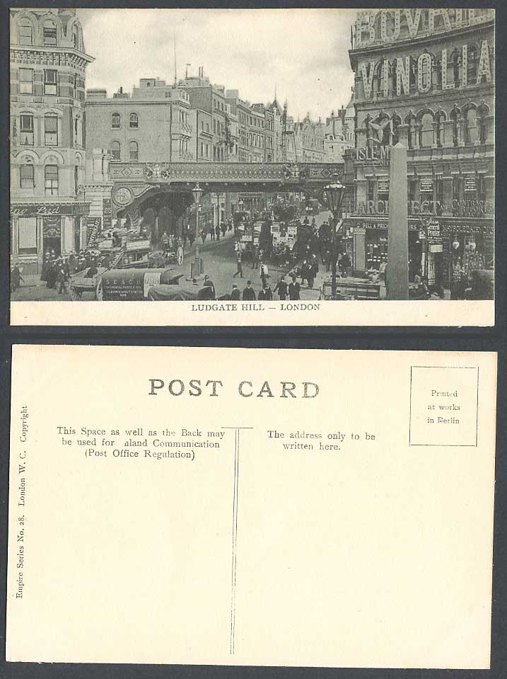 London Old Postcard Ludgate Hill, Bridge, Street Scene, Contract Report Offices