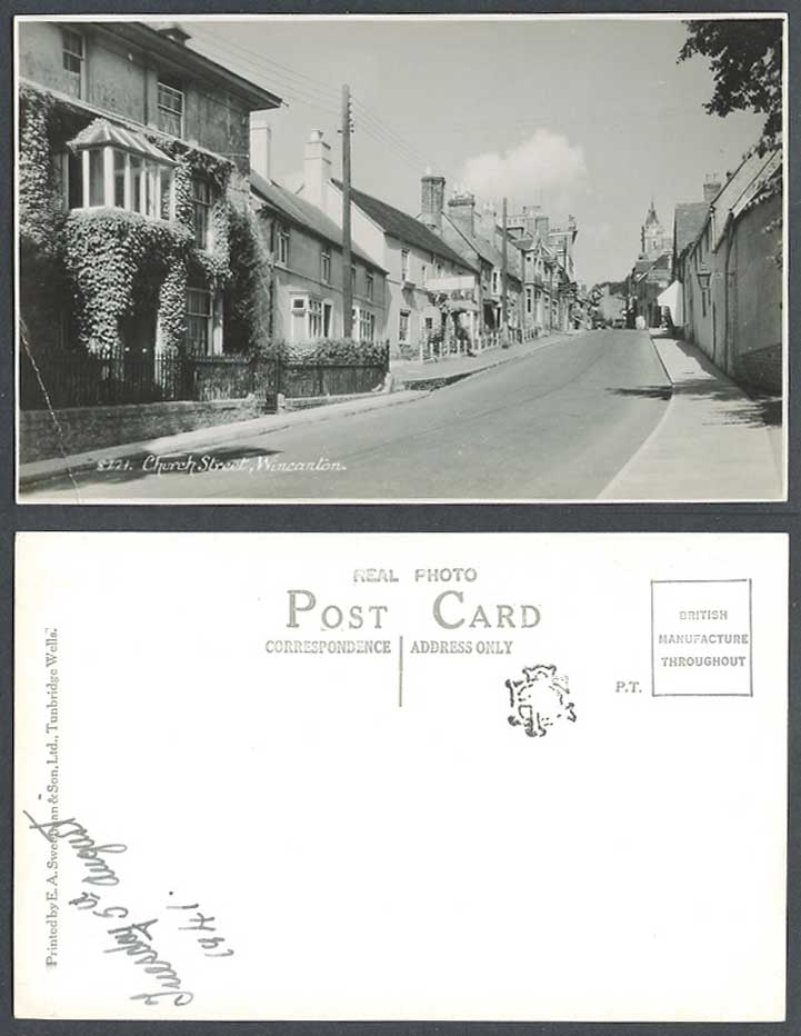 Wincanton Church Street Scene, Somerset 1941 Old Real Photo Postcard EA Sweetman