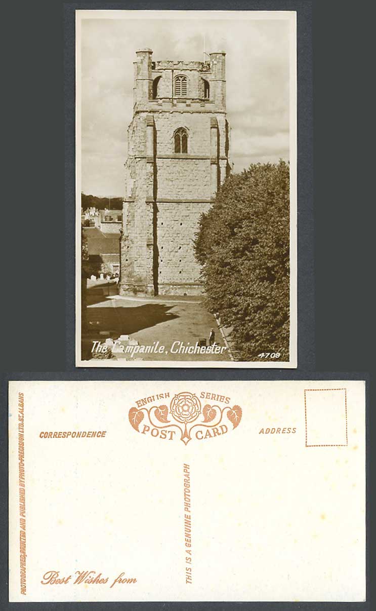 Chichester The Campanile, Tower Sussex Old R. Photo Postcard Photo Precision Ltd