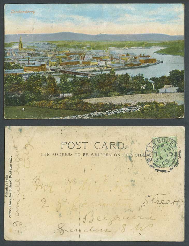 Northern Ireland Co. Londonderry, Craigavon Bridge River Foyle 1905 Old Postcard