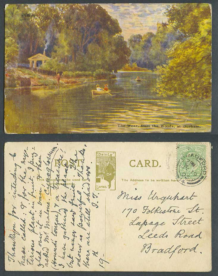 Durham The Wear from the Woods River Boats Boating, Norman 1905 Old ART Postcard