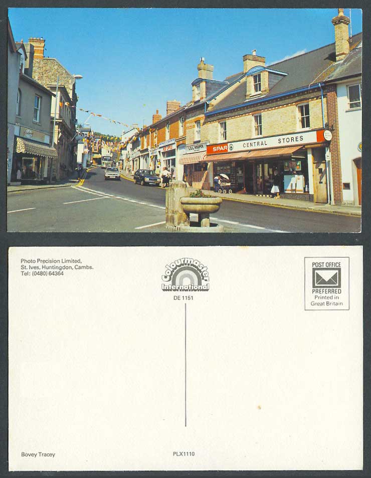 Bovey Tracey, Spar Central Stores, Post Office, Street Scene, Devon Old Postcard